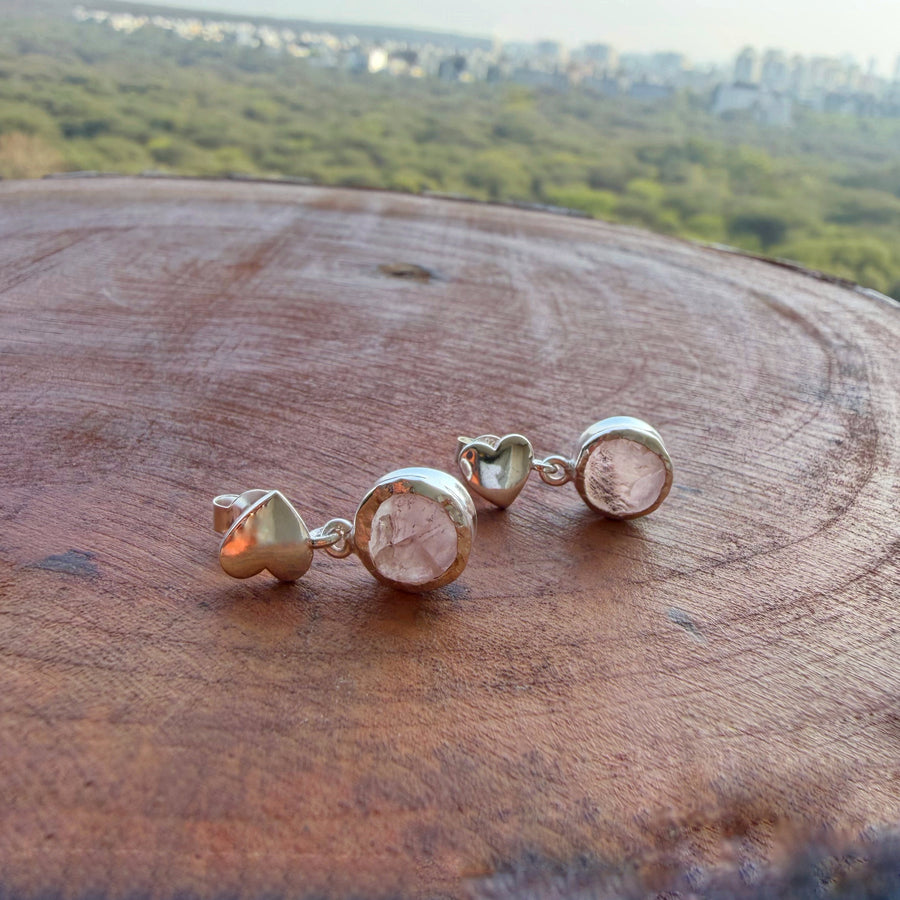 My Heart Earring - With Rose-quartz