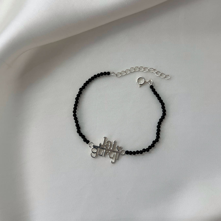 WOMEN - Jai Guruji Blessings 92.5 Silver Bracelet with Black Onyx Beads