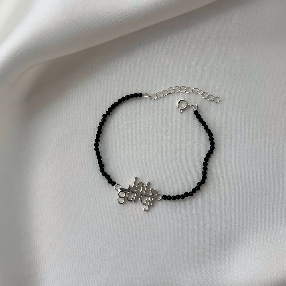 WOMAN - Jai Guruji Blessings 92.5 Silver Bracelet with Black Onyx Beads