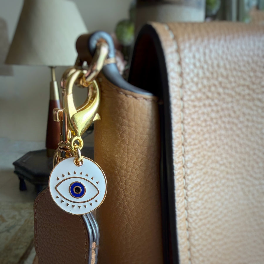 White Medallion Charm