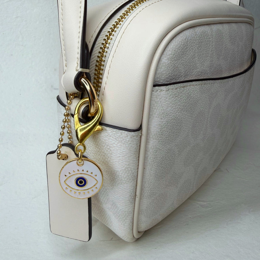 White Medallion Charm