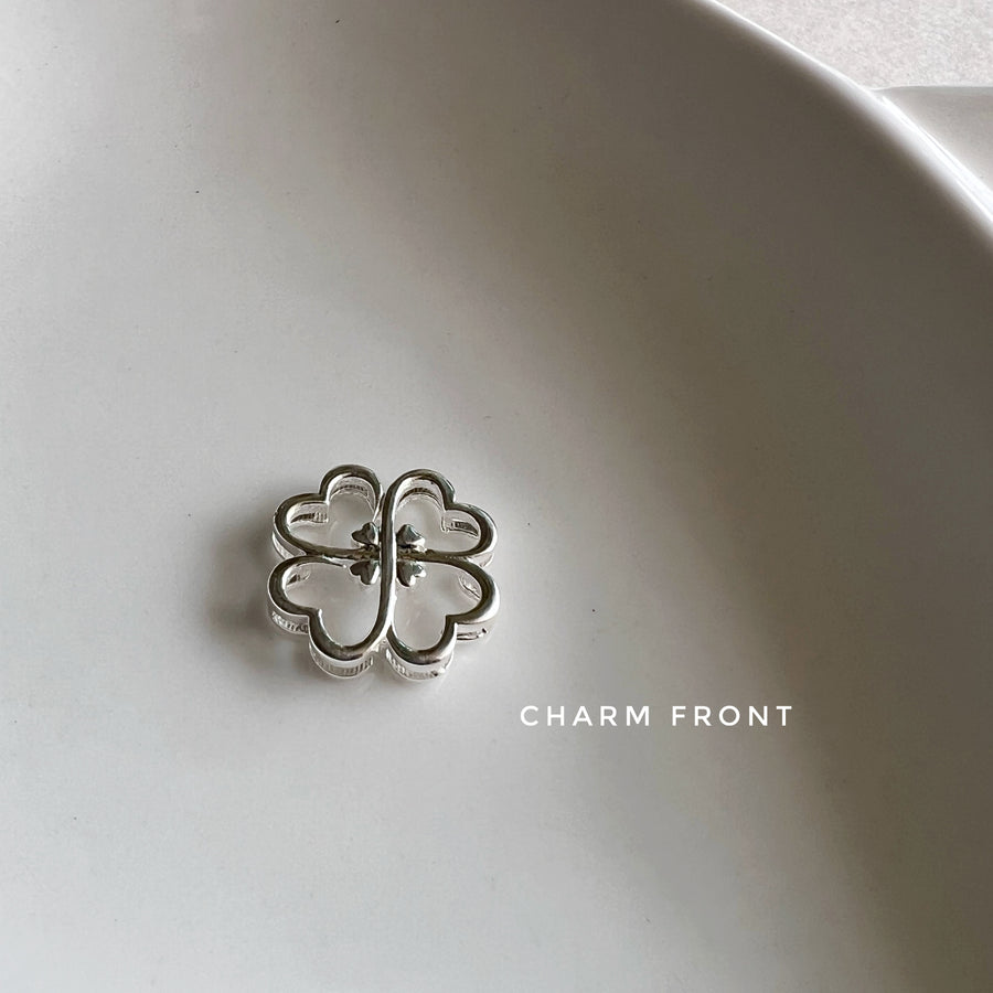 NECKLACE - Lucky Clover With Hearts in 92.5 Silver (With Silver Chain)