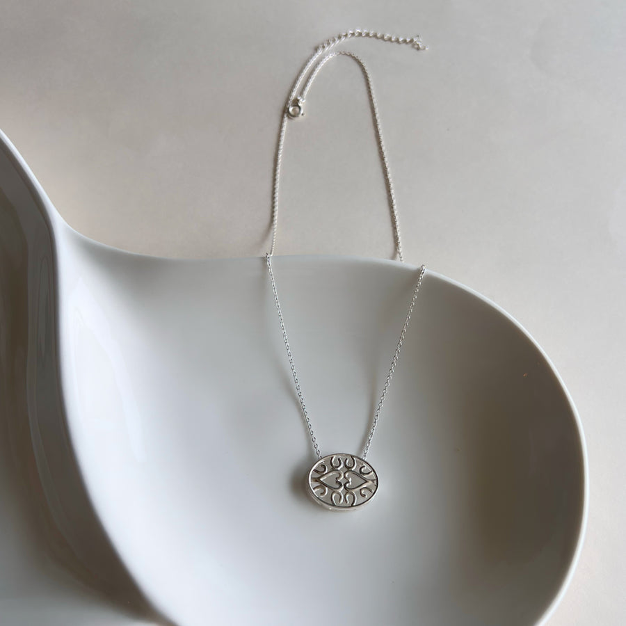 NECKLACE - EvilEye Heartline in 92.5 Silver (With Silver Chain)