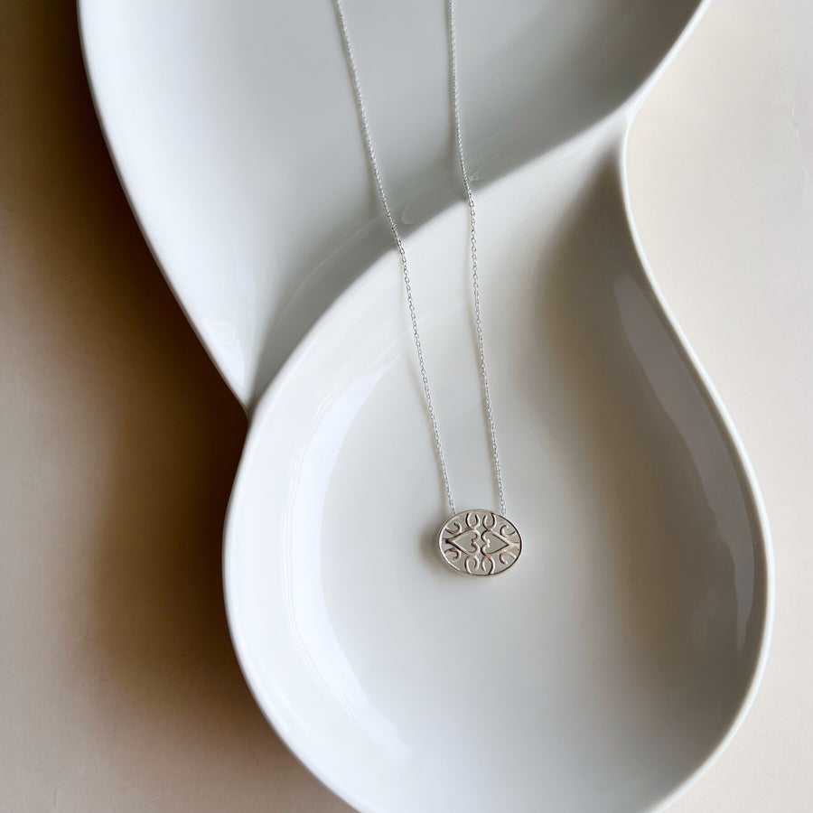 NECKLACE - EvilEye Heartline in 92.5 Silver (With Silver Chain)