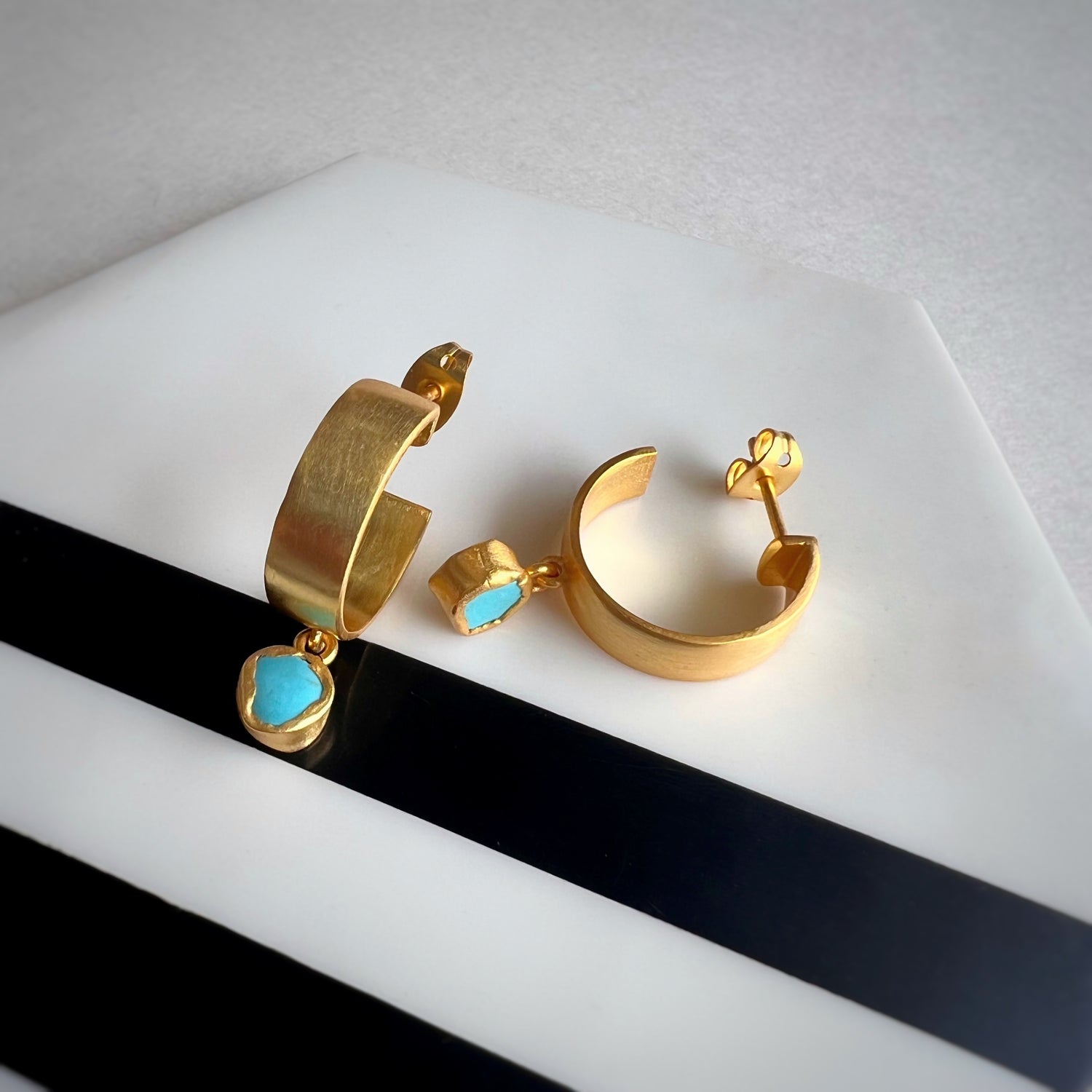 Blue Turquoise Ear-Hugging Hoops