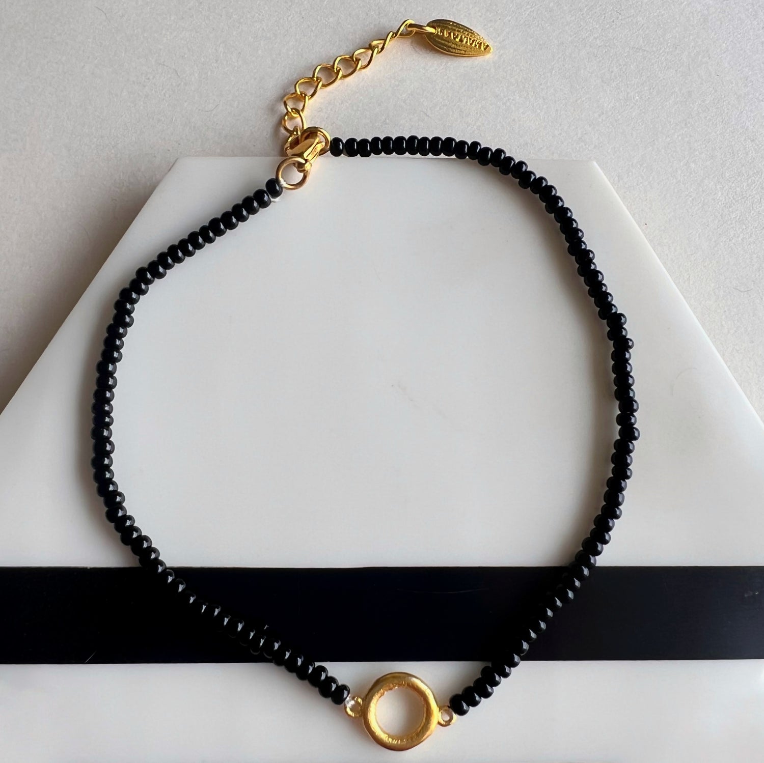 Nazar Circle Charm Black Onyx Anklet