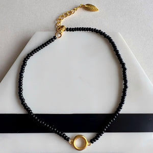 
            
                Load image into Gallery viewer, Nazar Charm Anklet (Semi-Precious Black Onyx Anklet)
            
        