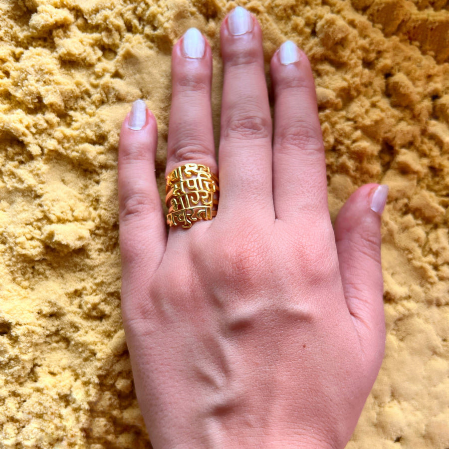 Prachurita (Abundance) 92.5 Silver Shakti Ring ( with 22k Gold-plating)