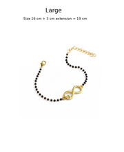 Women Infinite Love 22k Gold-plated Brass Bracelet with Black Onyx