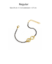 Women Infinite Love 22k Gold-plated Brass Bracelet with Black Onyx