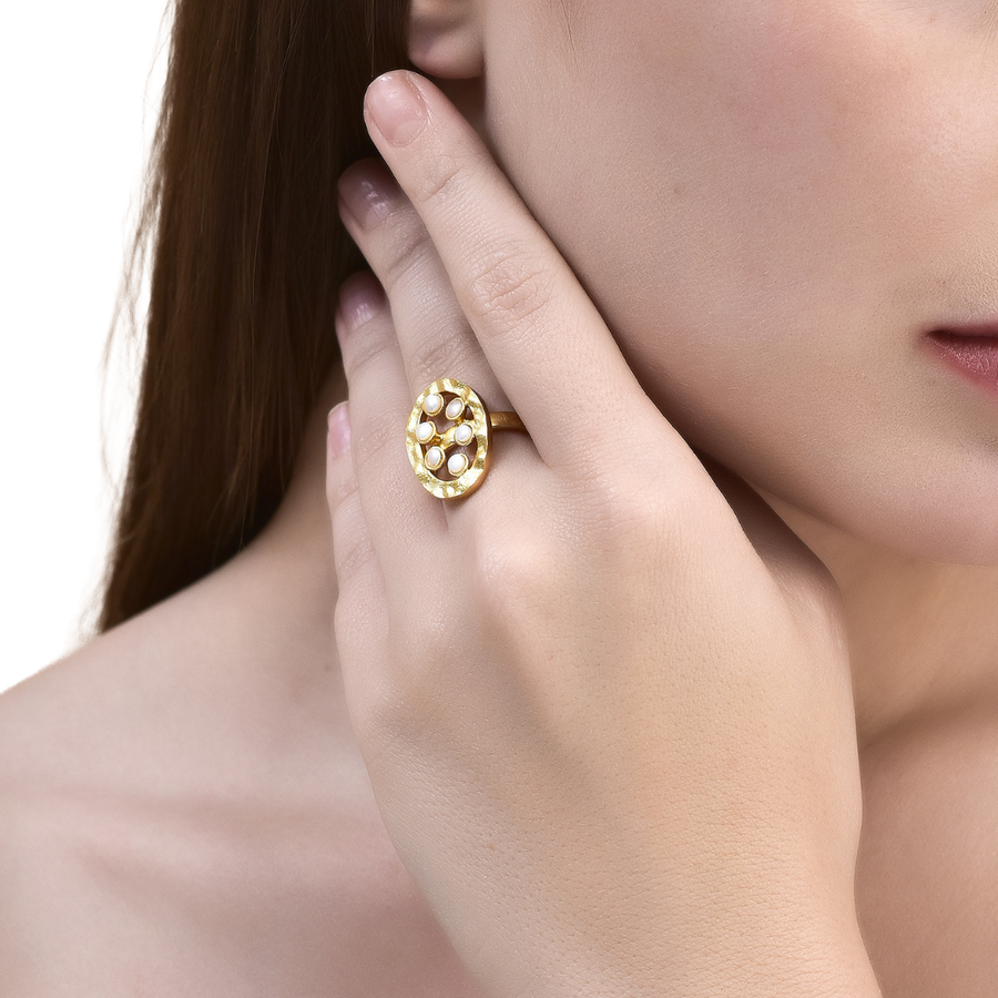 Sunflower Pearl Open Ring