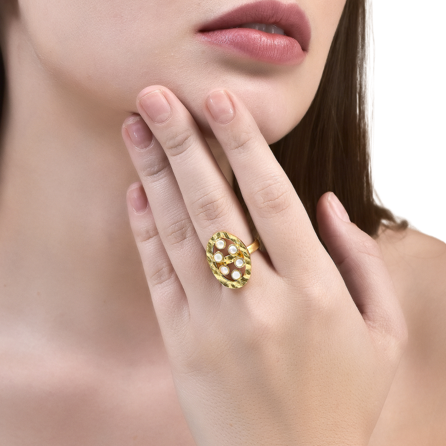 Sunflower Pearl Open Ring