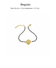 Women Khanda 22k Gold-plated Brass Bracelet with Black Onyx
