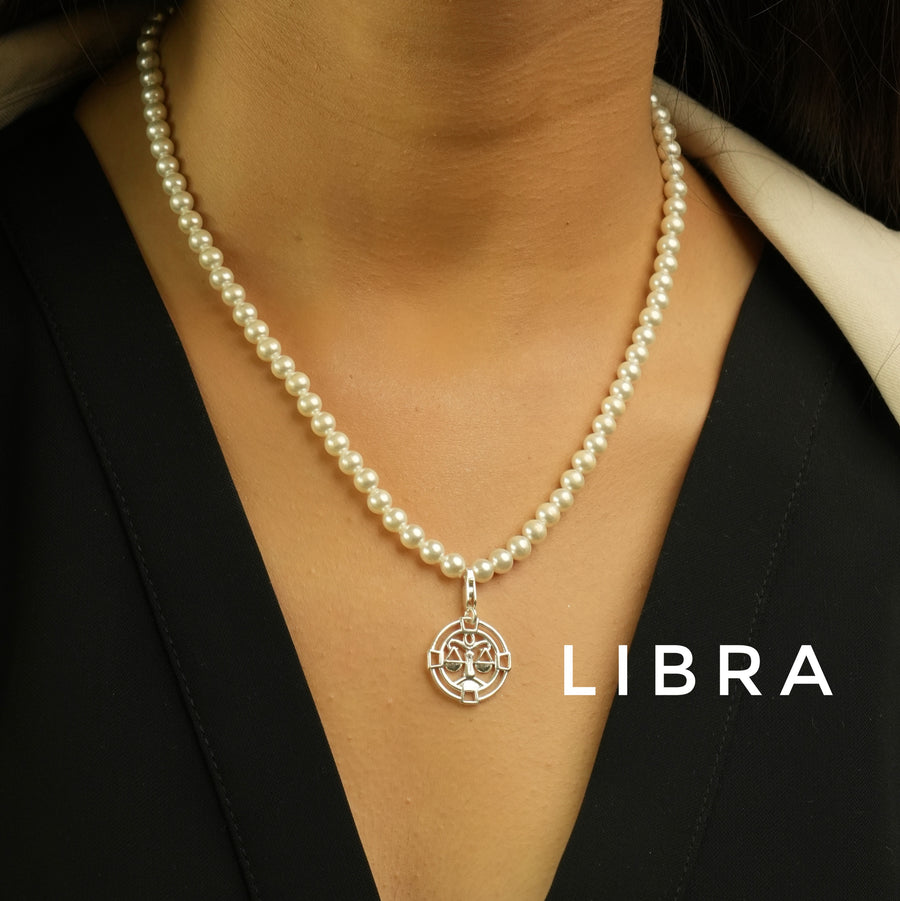 Woman Pearl Necklace - ALL Zodiac in 92.5 Silver PLUS Free Thread Bracelet