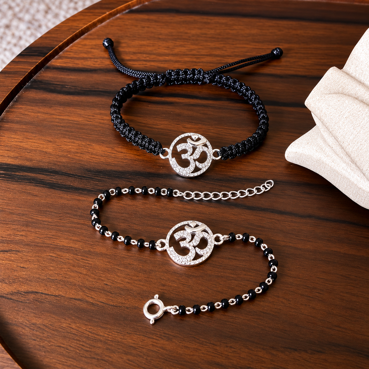 Couple Shubh Om - 92.5 Silver Bracelets