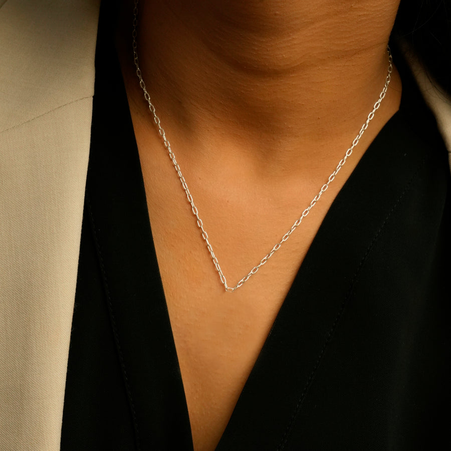 92.5 Silver Link Chain Necklace (Zodiac Charm not included)