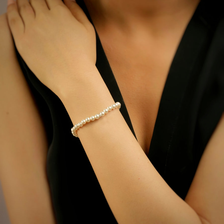 Pearl 92.5 Silver Bracelet (Zodiac Charm not included)