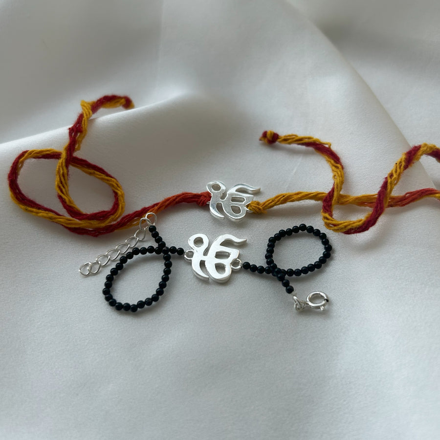 COMBO RAKHI - Rabb Raakhaa Ek Onkar 92.5 Silver Rakhi For Bhai & Bhabhi
