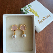 Petal Pearl Earring - Semi Precious Gemstone