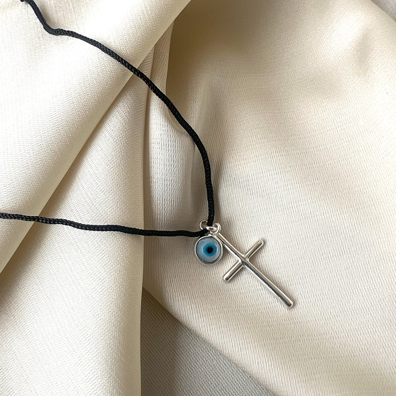 Pendant - 92.5 Silver Grace Cross with Evileye
