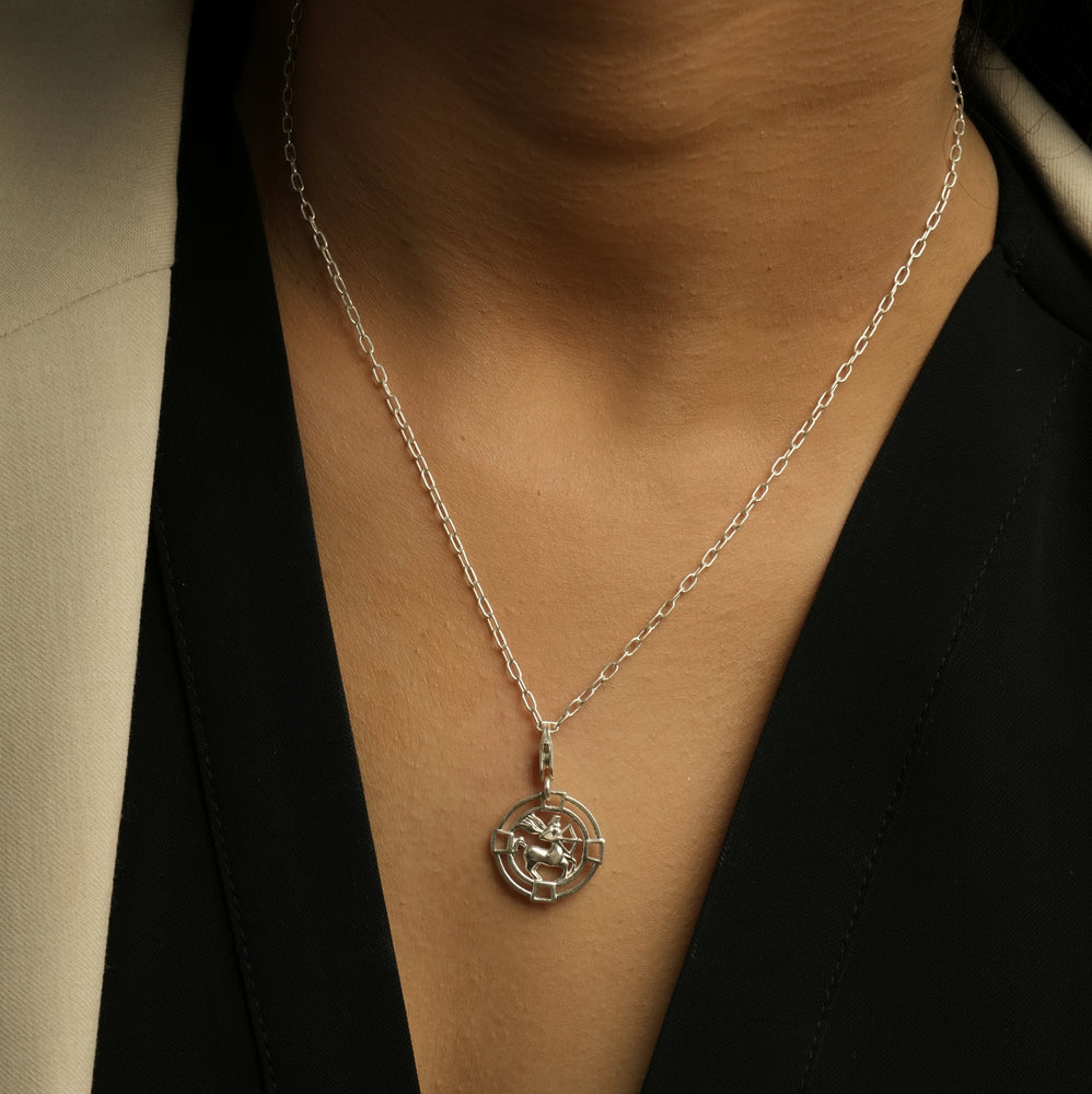 Sagittarius Chain 92.5 Silver Necklace PLUS Free Thread Bracelet