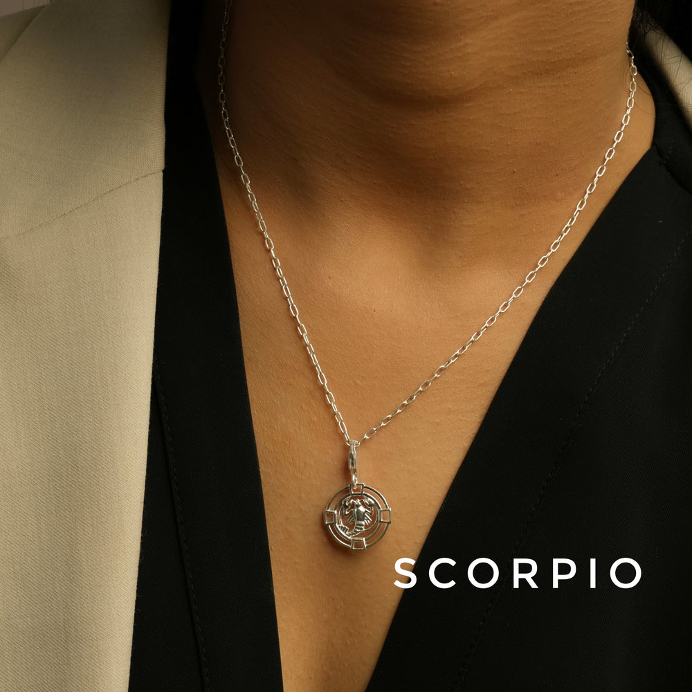 Scorpio Chain Silver 92.5 Necklace PLUS Free Thread Bracelet