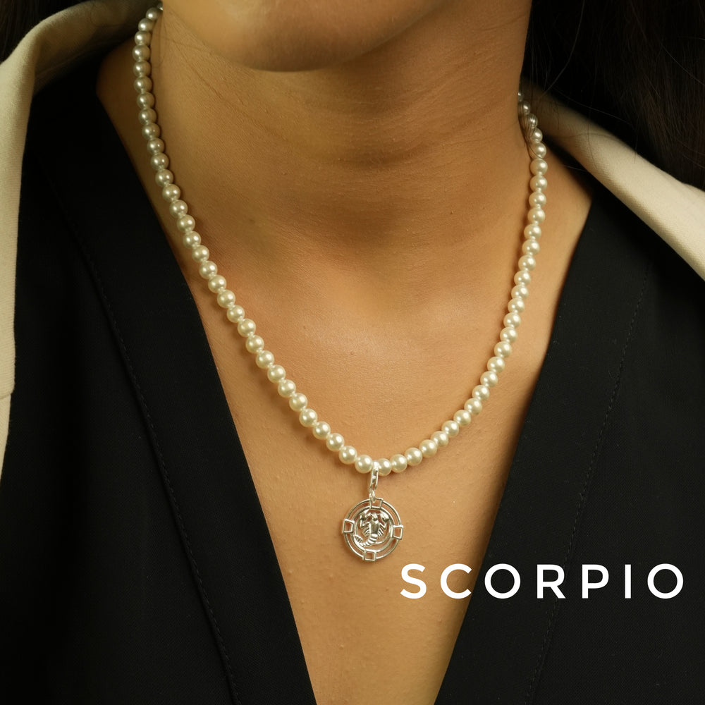 Scorpio Pearl 92.5 Silver Necklace PLUS Free Thread Bracelet