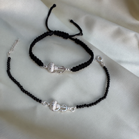 Couple Vayuputra Gada 92.5 Silver Bracelets with Black Onyx Beads