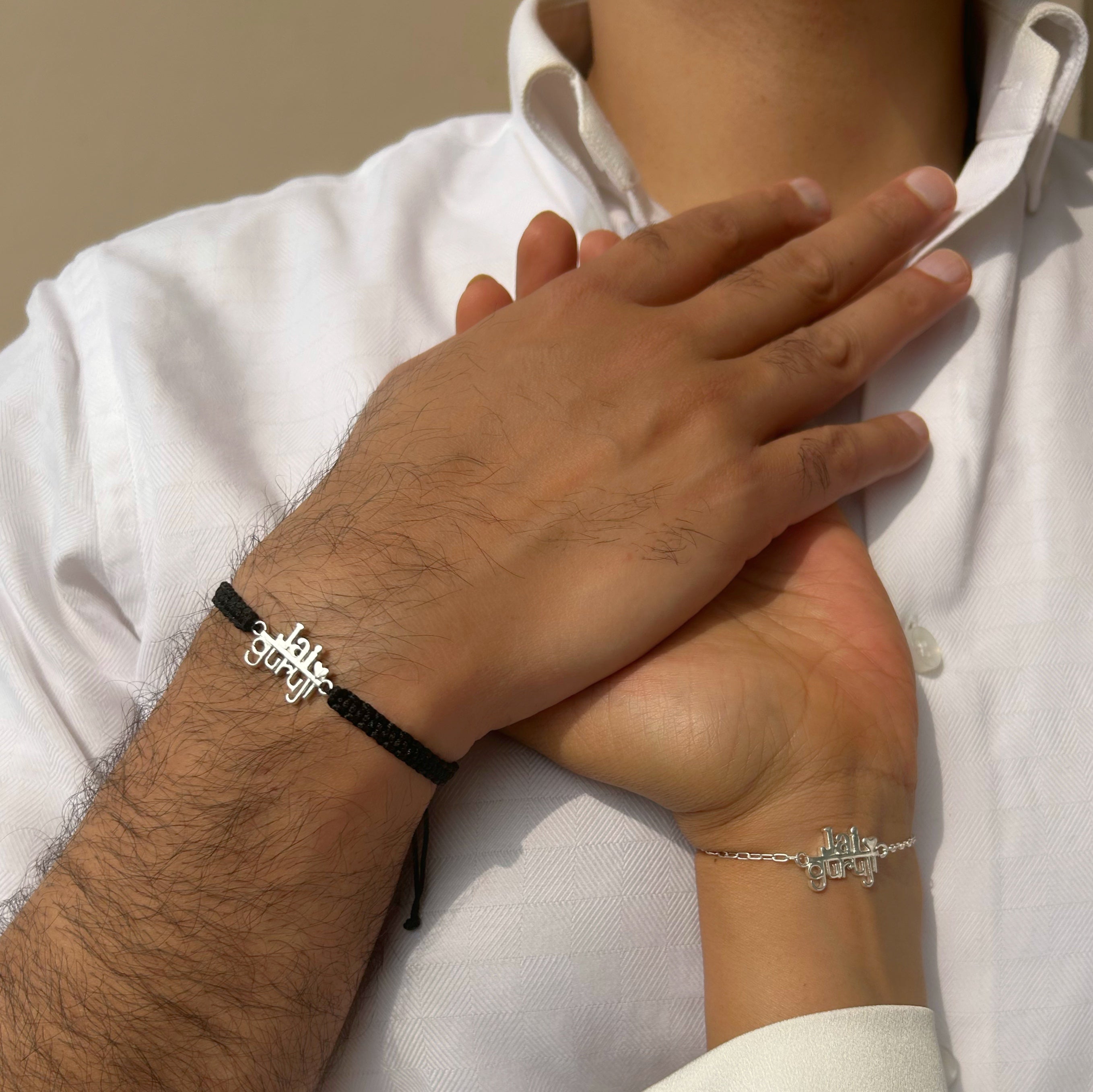 COUPLE(LC)-  Jai Guruji Blessings 92.5 Silver Bracelet