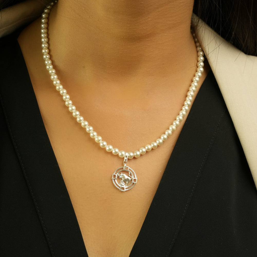 Taurus Pearl 92.5 Silver Necklace PLUS Free Thread Bracelet