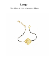 Women Tree of Life 22k Gold-plated Brass Bracelet with Black Onyx