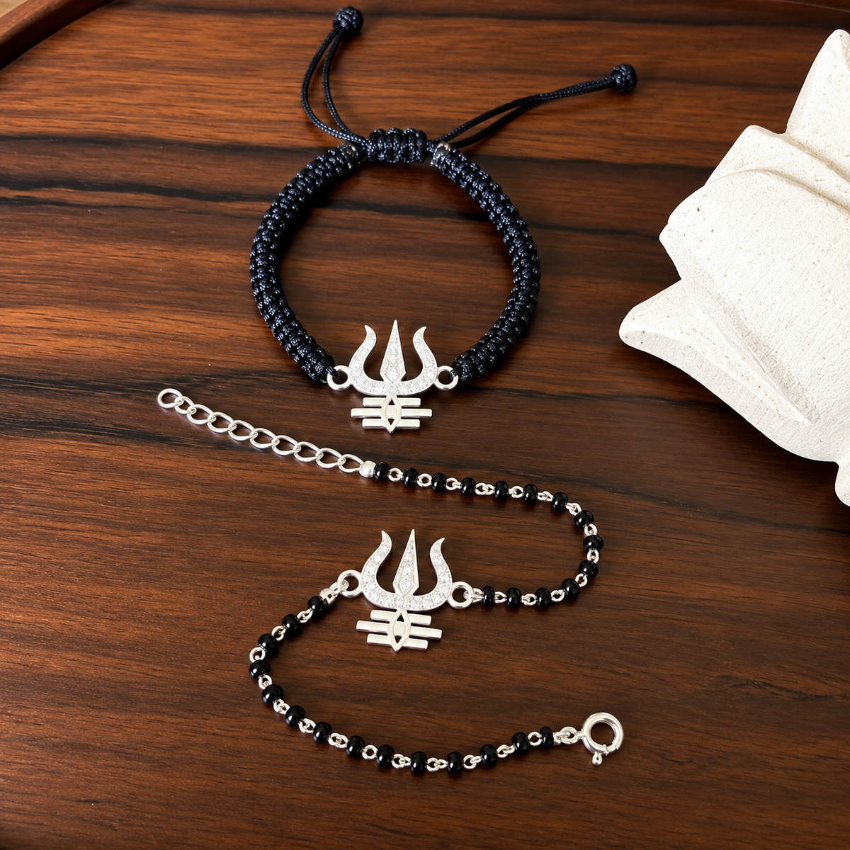 Couple Shubh Trishul with Third Eye - 92.5 Silver Bracelets