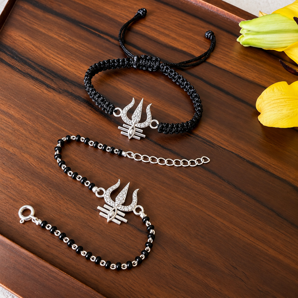 Couple Shubh Trishul with Third Eye - 92.5 Silver Bracelets