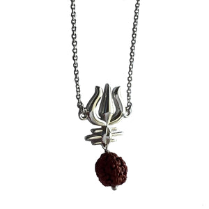 
            
                Load image into Gallery viewer, Unisex Necklace - Trishul with Rudhraksh Necklace
            
        