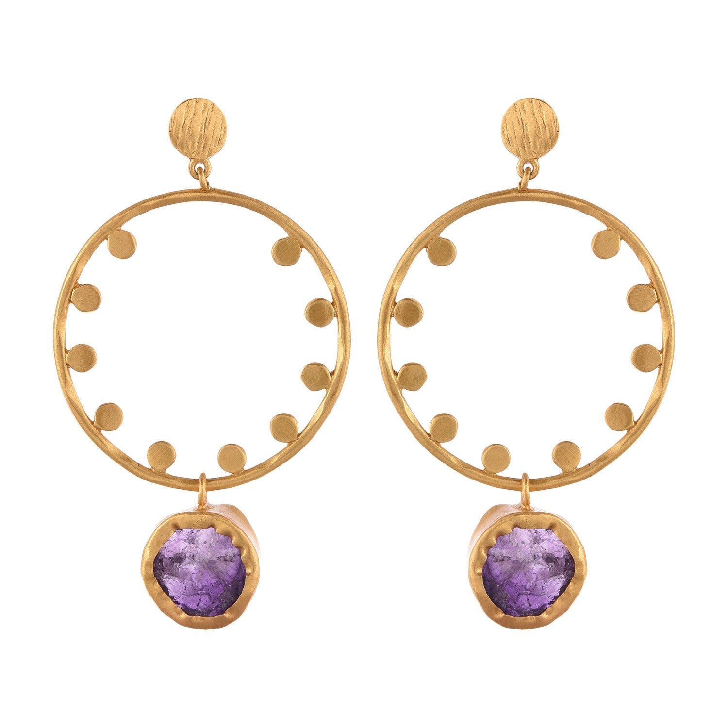 Dot Dot Hoop - Purple Amethyst