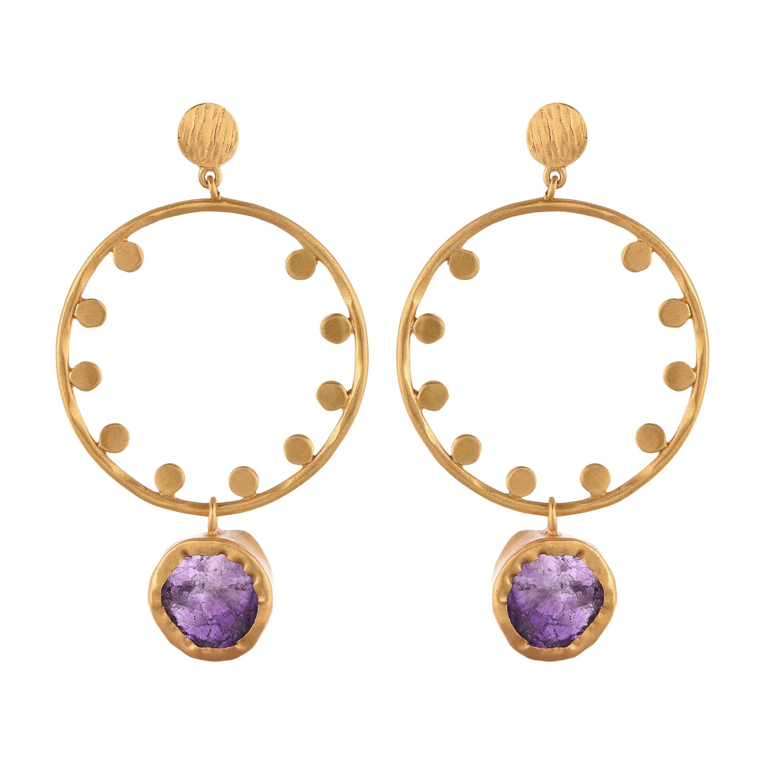 Dot Dot Hoop - Purple Amethyst