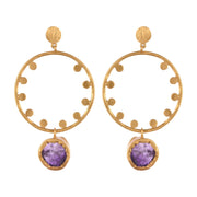 Dot Dot Hoop - Purple Amethyst