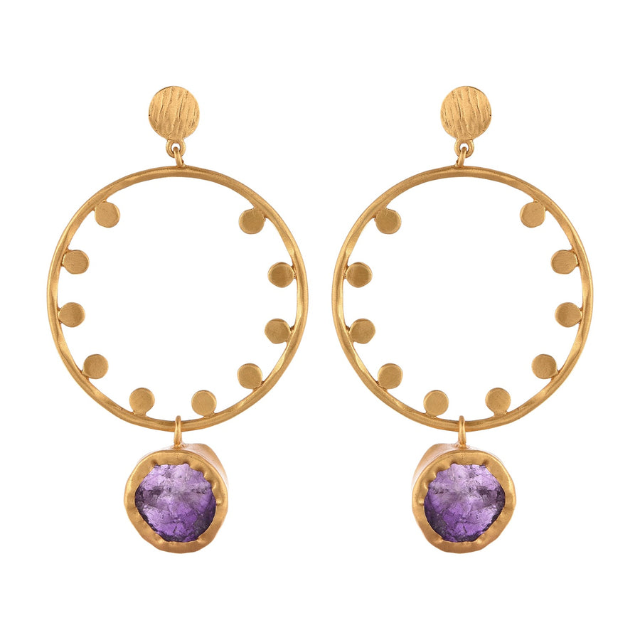 Dot Dot Hoop - Purple Amethyst