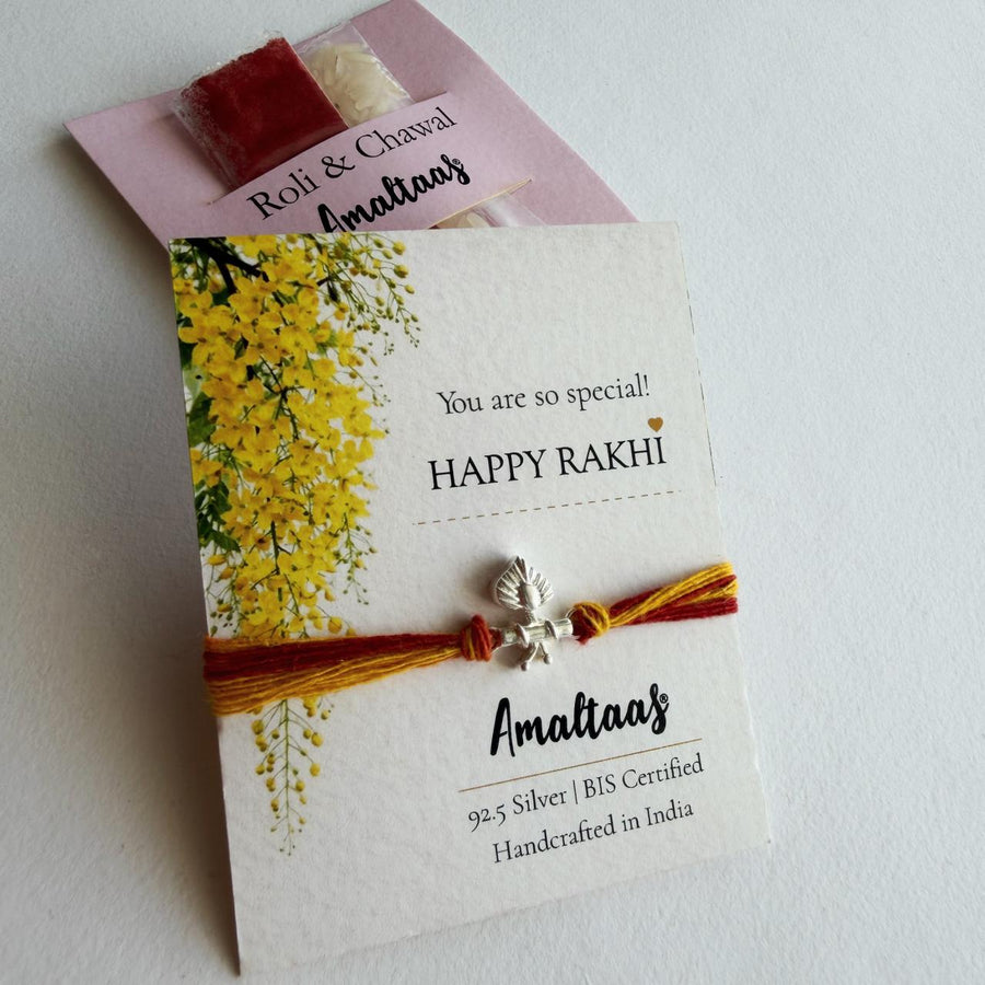 KIDS RAKHI- Thakurji Morphank 92.5 Pure Silver Rakhi