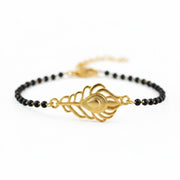 Women Kanha Morpankh 22k Gold-plated Brass Bracelet with Black Onyx