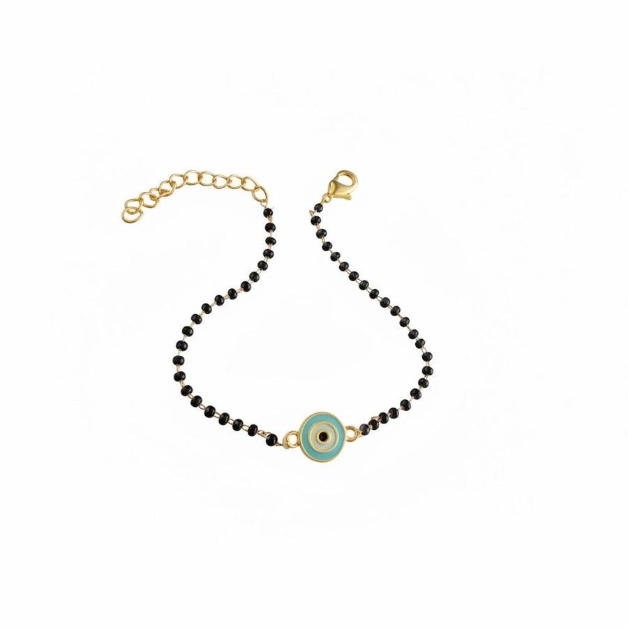 Women EvilEye Nazar Guardian 22k Gold-plated Brass Bracelet with Black Onyx