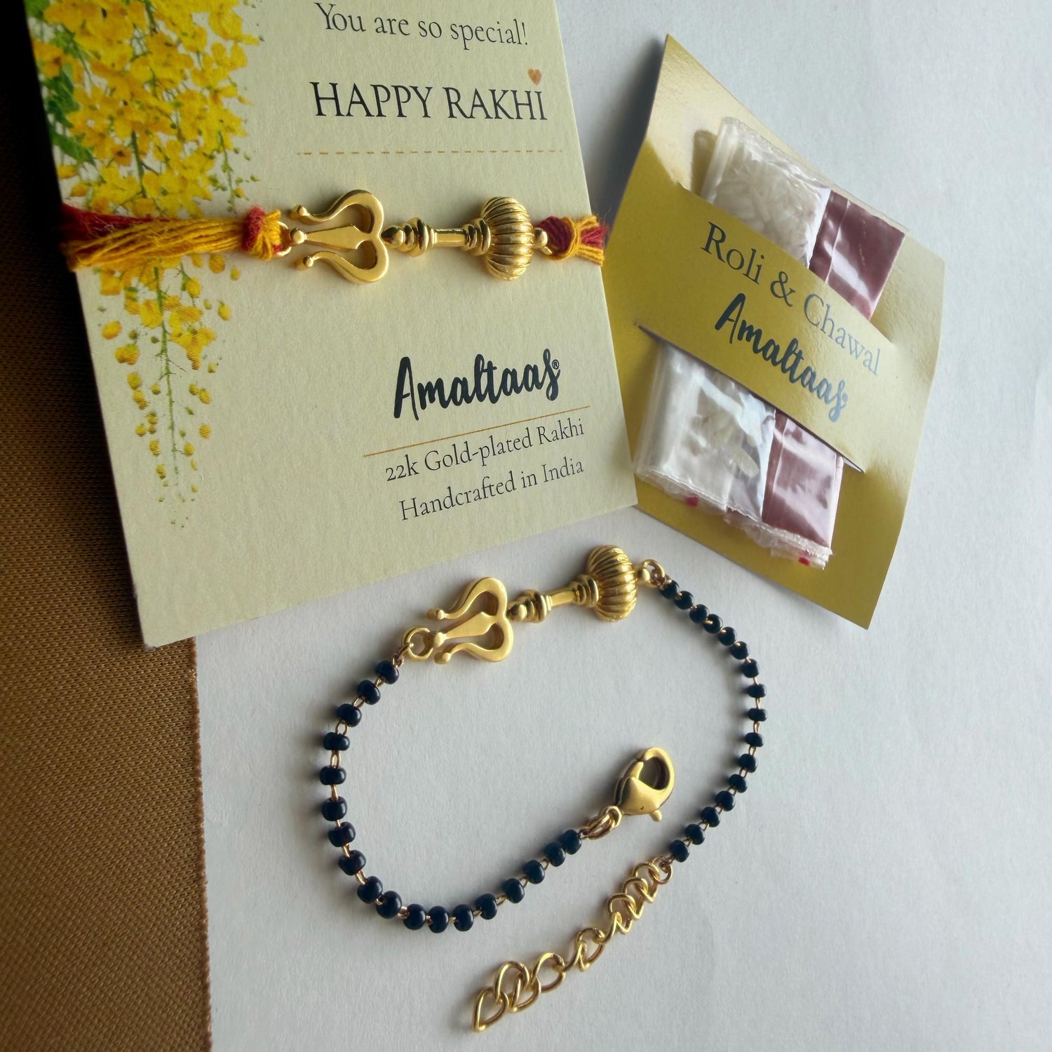22K COMBO RAKHI - ShivAstra Gold-plated For Bhai & Bhabhi