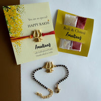 22K COMBO RAKHI - Trishul Gold-plated For Bhai & Bhabhi