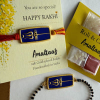 22K COMBO RAKHI - Neelkanth Trishul Gold-plated For Bhai & Bhabhi