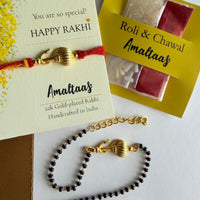 22K COMBO RAKHI - Vayuputra Gada Gold-plated For Bhai & Bhabhi