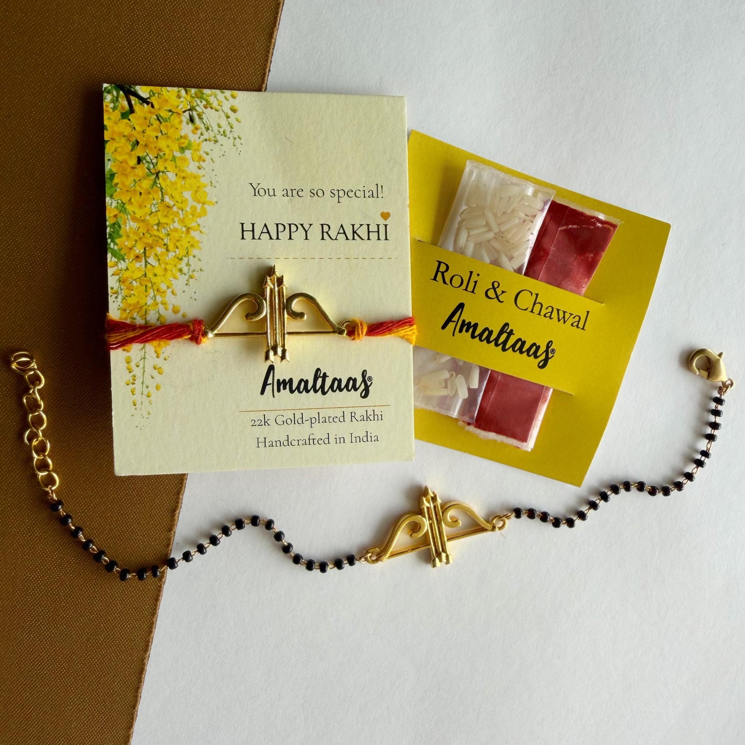 22K COMBO RAKHI - Shyam Ji Gold-plated For Bhai & Bhabhi