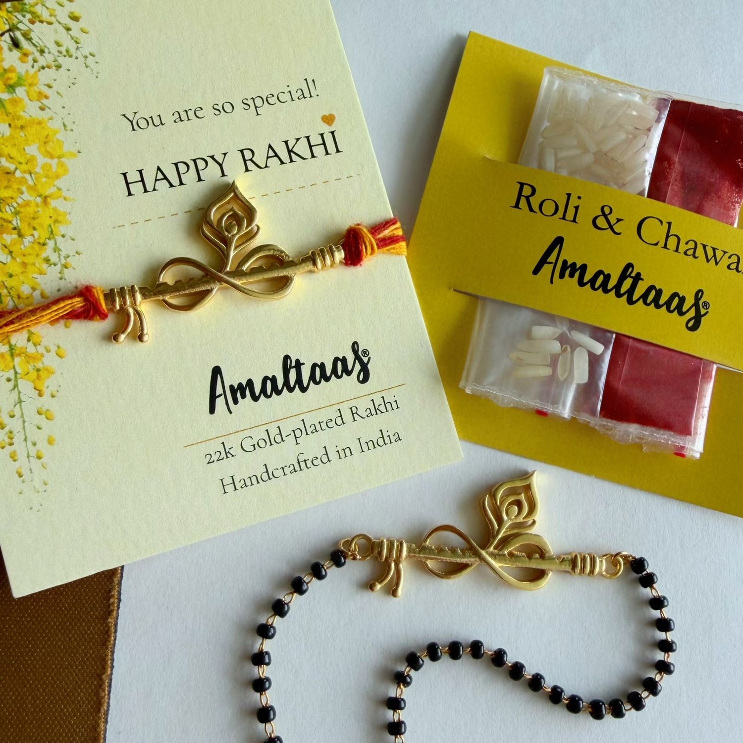 22K COMBO RAKHI - Forever Thakurji Love Gold-plated For Bhai & Bhabhi