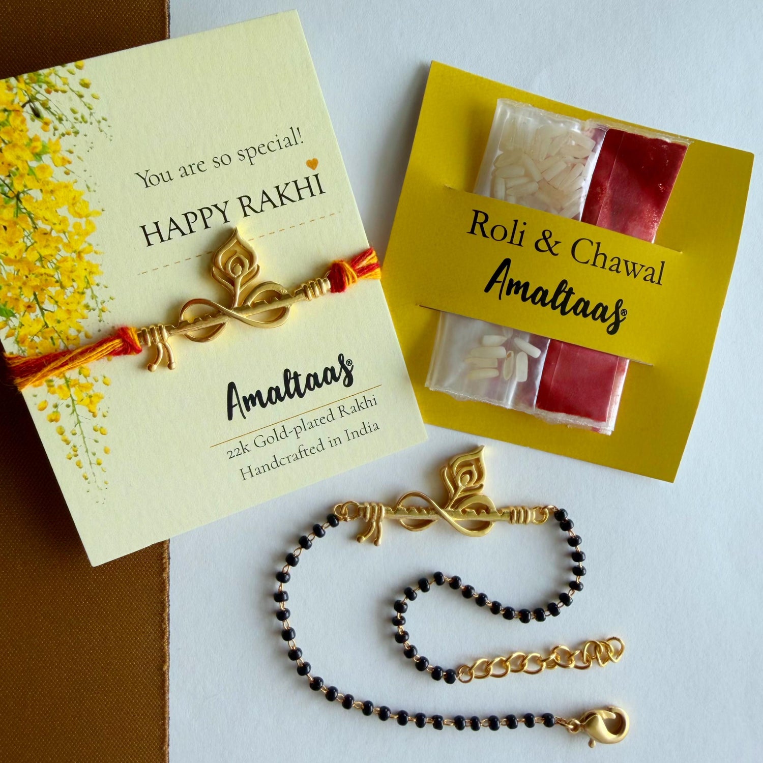22K COMBO RAKHI - Forever Thakurji Love Gold-plated For Bhai & Bhabhi
