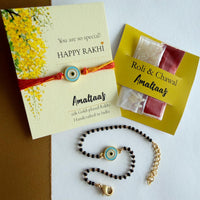 22K COMBO RAKHI - Evil Eye Gold-plated For Bhai & Bhabhi