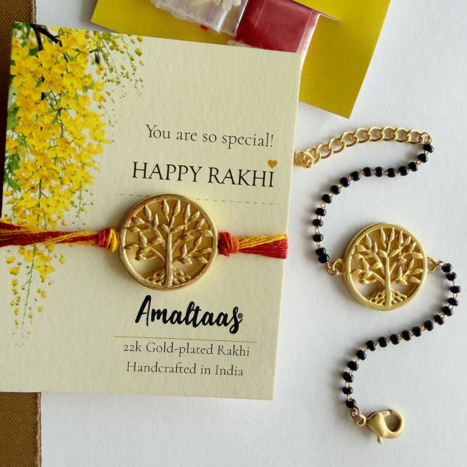 22K COMBO RAKHI - Tree of Life Gold-plated For Bhai & Bhabhi
